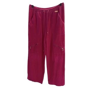 ST. JOHN Sport Y2K Barbie Pink Corduroy Wide Leg Cargo Pants Size Small